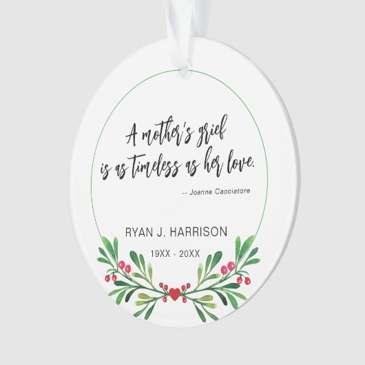 Herdenking Moederverdriet Groen Foto Keepsake Ornament (voorkant)