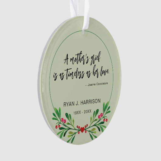 Herdenking Moederverdriet Groen Foto Keepsake Ornament (voorkant)