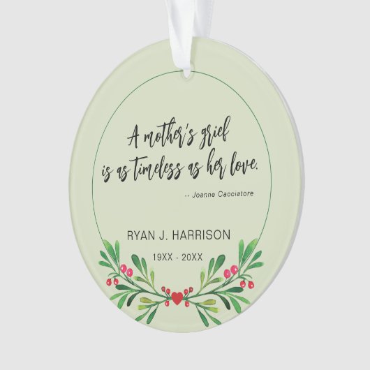 Herdenking Moederverdriet Groen Foto Keepsake Ornament (voorkant)