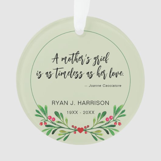 Herdenking Moederverdriet Groen Foto Keepsake Ornament (voorkant)