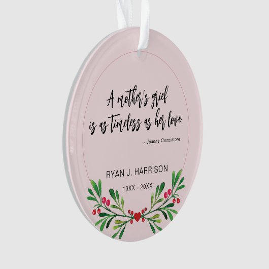 Herdenking Moederverdriet Groen Foto Keepsake Ornament (voorkant)