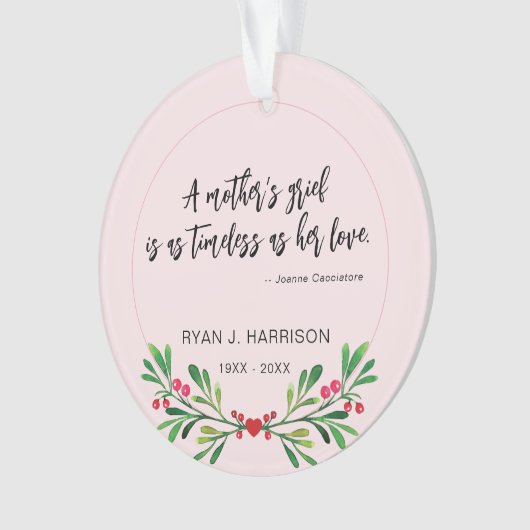 Herdenking Moederverdriet Groen Foto Keepsake Ornament (voorkant)