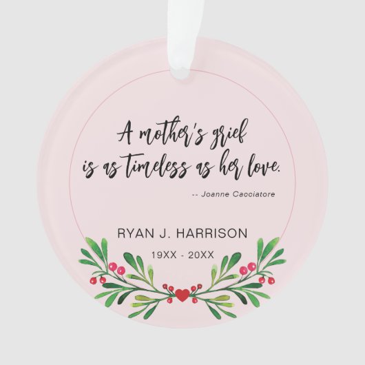 Herdenking Moederverdriet Groen Foto Keepsake Ornament (voorkant)