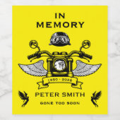 Herdenking Motorfietsrijder Sterfdag Wijn Etiket (Enkel label)