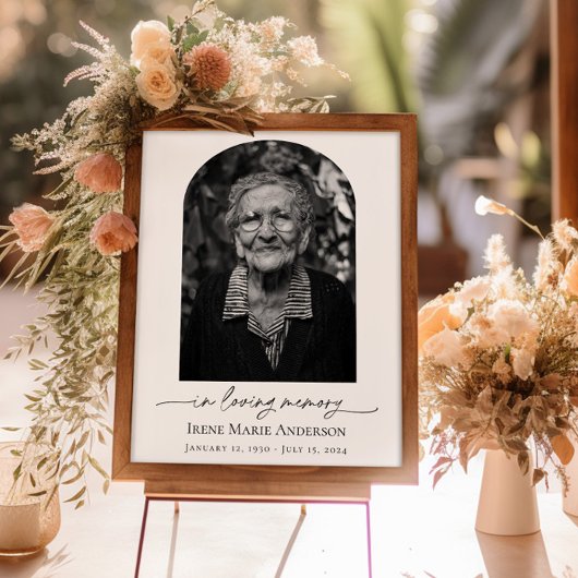 Herdenking of begrafenisfoto eerbetoon in ons hart poster