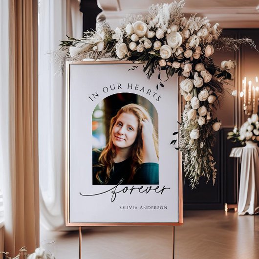 Herdenking of begrafenisfoto eerbetoon in ons hart poster