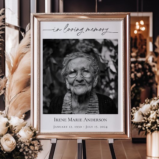 Herdenking of begrafenisfoto eerbetoon in ons hart poster