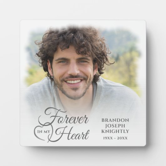 Herdenking ONVERGETELIJK IN MIJN HART Foto Aandenk Fotoplaat (Voorkant)