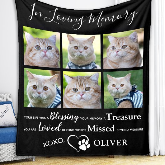 Herdenking op herdenking van Cat Photo Collage Pet Fleece Deken
