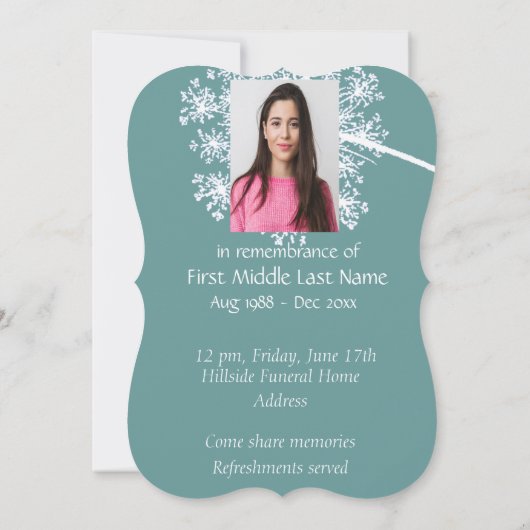 Herdenking op maat, viering van het leven kaart (Achterkant)