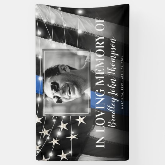 Herdenking politieagent | Dunne blauwe lijn Spandoek (Verticaal)