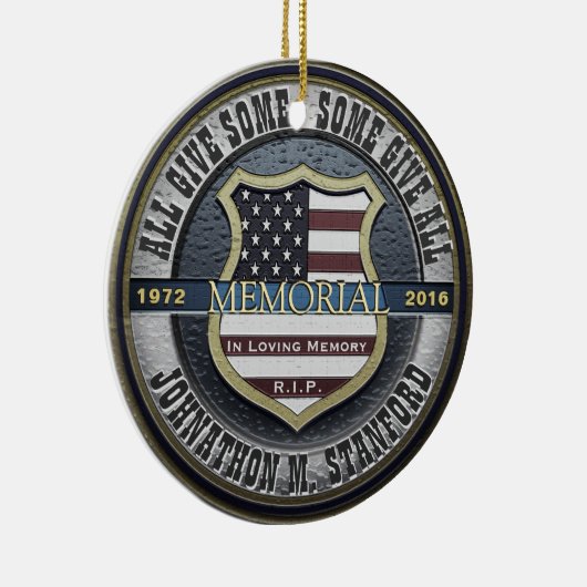 Herdenking politieagent keramisch ornament (Rechts)