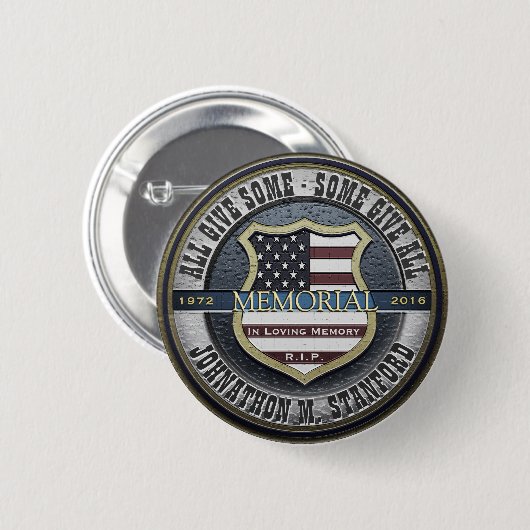 Herdenking politieagent ronde button 5,7 cm (Voorkant /achterkant)