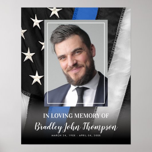 Herdenking Politieagent | Thin Blue Line Poster (Voorkant)