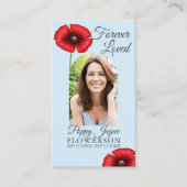 Herdenking Poppy Sky Blue Uitvaartceremonie Kaarte Visitekaartje (Voorkant)