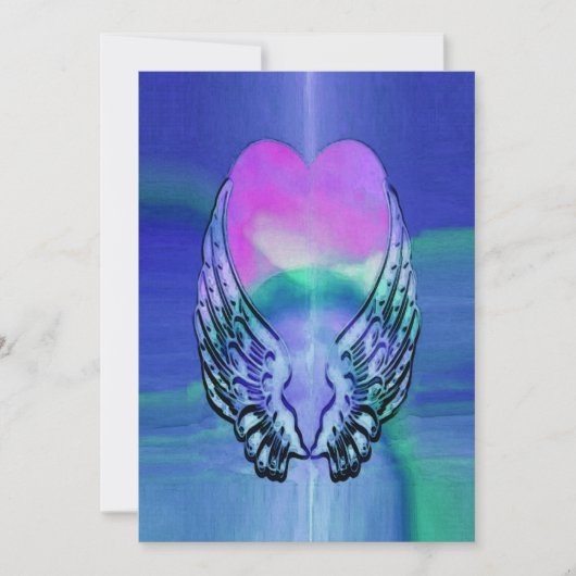 Herdenking | Rainbow Angel Heart Kaart (Voorkant)