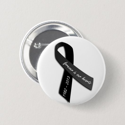 Herdenking Ribbon Ronde Button 5,7 Cm (Voorkant /achterkant)