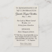 Herdenking: Sacrament bevestiging kaart Visitekaartje (Achterkant)