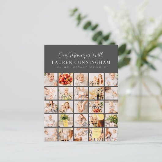 Herdenking Simpel Modern Minimalistisch 25 Foto Co Briefkaart (Staand voorkant)