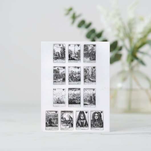 Herdenking speelkaarten briefkaart (Staand voorkant)