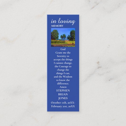 Herdenking Sympathie Foto Gebed Kaart Contactkaartje (Voorkant)