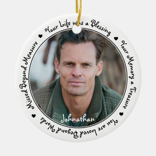 Herdenking Sympathie Memorial Foto Keramisch Ornament (Voorkant)