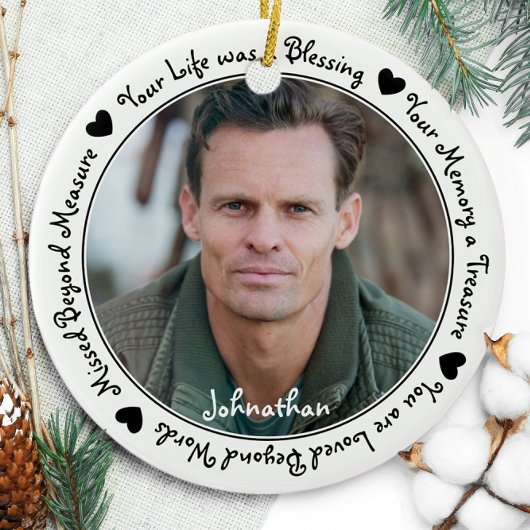 Herdenking Sympathie Memorial Foto Keramisch Ornament