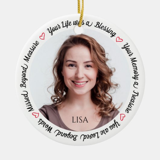 Herdenking Sympathie Memorial Foto Keramisch Ornament (Voorkant)