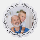 Herdenking Sympathie Memorial Foto Ornament Kaart (Achterkant)