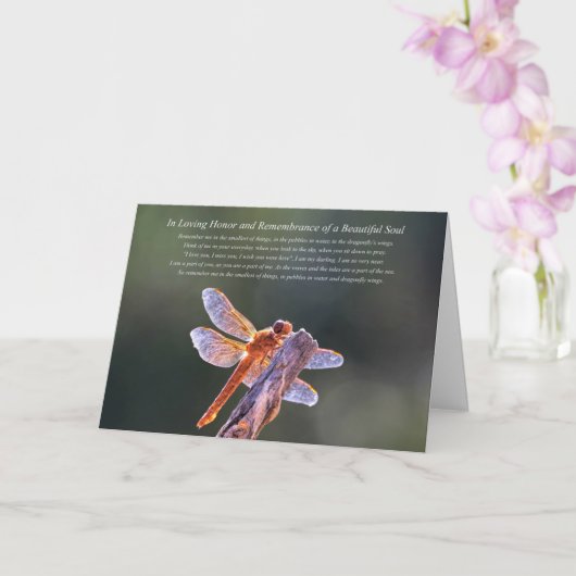 Herdenking Sympathie Spirituele Memorial Dragonfly Kaart (Orchidee)