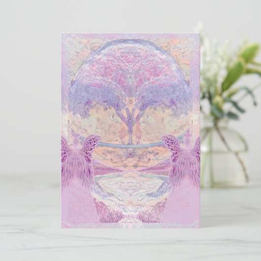 Herdenking | Twee engelen en bomen Kaart (Staand voorkant)