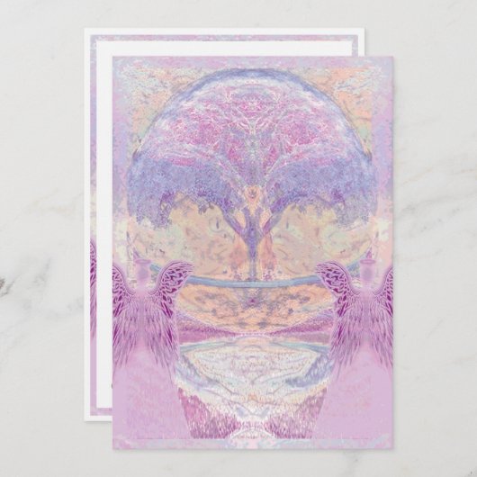 Herdenking | Twee engelen en bomen Kaart (Voorkant / Achterkant)