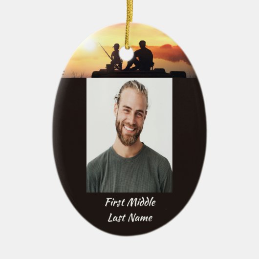 Herdenking Vader Zoon Vissen Visser Keramisch Ornament (Voorkant)