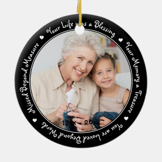 Herdenking van aangepaste foto's Memorial Keramisch Ornament (Achterkant)