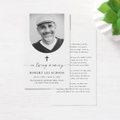 Herdenking van begrafenissen Foto Memorial Prayer  Visitekaartje (Bureau)