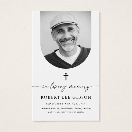 Herdenking van begrafenissen Foto Memorial Prayer  Visitekaartje (Voorkant)