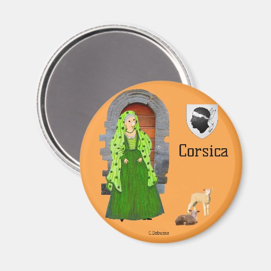 Herdenking van Corsica, Frankrijk Magneet (Voorkant / Achterkant)