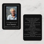 Herdenking van de begrafenis van de levensfoto visitekaartje (Voorkant / Achterkant)