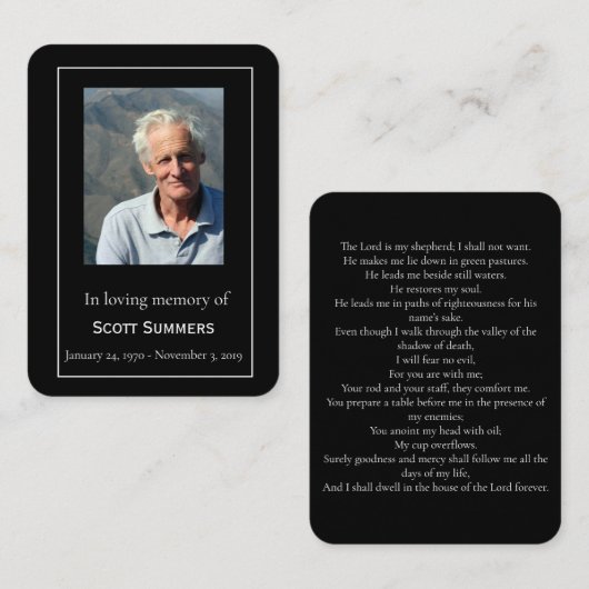 Herdenking van de begrafenis van de levensfoto visitekaartje (Voorkant / Achterkant)