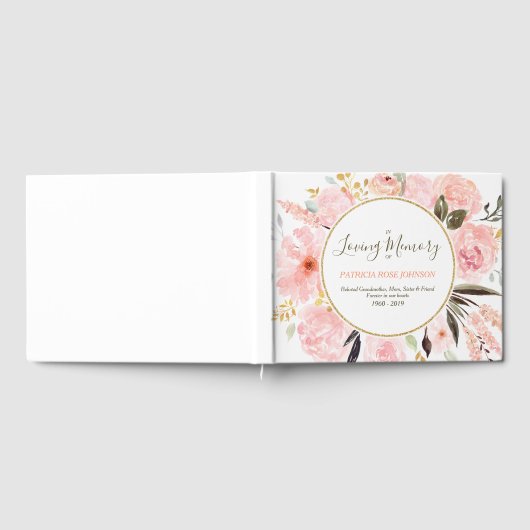 Herdenking van de begrafenis van de waterverf roze gastenboek (Volledig)