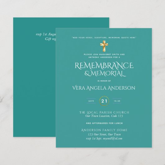 Herdenking van de begroting Memorial Gold Cross In (Voorkant / Achterkant)