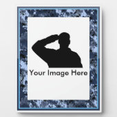 Herdenking van de blauwe militaire camo Plaque Fotoplaat (Voorkant)