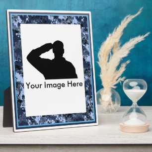 Herdenking van de blauwe militaire camo Plaque Fotoplaat