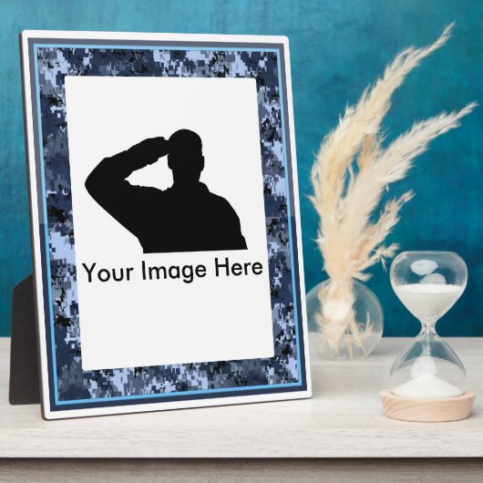 Herdenking van de blauwe militaire camo Plaque Fotoplaat (Zijkant)