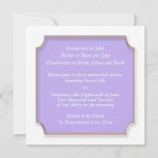 Herdenking van de dienst kaart (Achterkant)