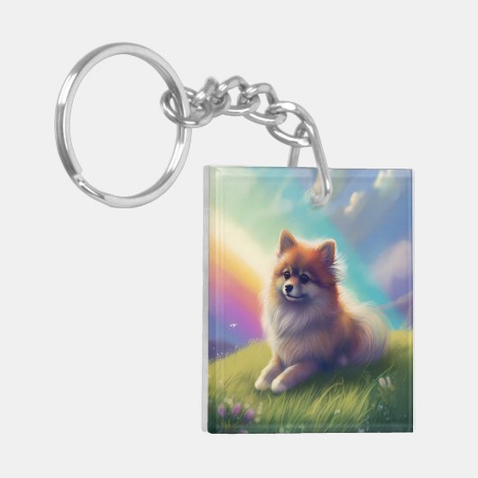 Herdenking van de Dog Memorial Rainbow Bridge Sleutelhanger (Voorkant Links)