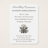 Herdenking van de Eerste Heilige Communie van Eleg Visitekaartje (Achterkant)