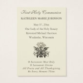 Herdenking van de Eerste Heilige Communie van Eleg Visitekaartje (Achterkant)