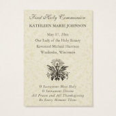 Herdenking van de Eerste Heilige Communie van Eleg Visitekaartje (Achterkant)