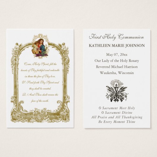 Herdenking van de Eerste Heilige Communie van Eleg Visitekaartje (Voorkant /achterkant)